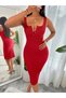 Women's Strappy Round V-Neck Camisole Midi Dress - 2
