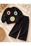 Girl's ethnic embroidered 3-thread brushed fleece tracksuit set - 2 piece
