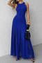 Women's Strappy Crew Neck Asymmetrical Hem Tulle Detailed Long Imported Crepe Dress - 2