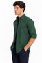 Men's Dark Green Slim Long Sleeve Basic Shirt - 3