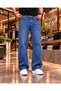 Men's Baggy Mustache Washed Denim Jean Trousers
