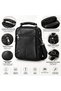 Men's Black Leather Shoulder Bag with Multiple Compartments, Zipper Closure, Hand and Crossbody Strap, Daily Use Bag - 6