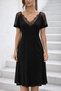 Women's Short Sleeve Lace V-Neck Midi Viscose Dress - 2
