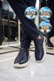 Rubber Sole Lace-Up Sneaker Navy Blue Genuine Leather Men's Casual Shoes Hz1774-0337 - 3