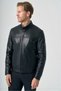 Black Stand Collar Standard Fit 100% Lambskin Coat 1038265154 - 4