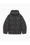 Men's Quilted Stand Collar Hooded Zippered Puffer Anthracite Coat