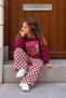 Brunch Club Printed Sweatshirt and Plaid Patterned Sweatpants 3Ip Girls' Top and Bottom Set - 6