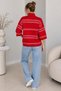 Women's Half Turtleneck Striped Loose Oversize Knitted Sweater 8772.Jazz - 3
