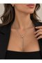 Tuelataki/ Women's Silver Color Gold Detailed Snake Figured Y Necklace - 2
