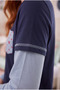 Women's Cotton Long Sleeve Pajama Set Patterned Bottom with Chest Pocket Detail Layered Sleeve Home Wear - 3
