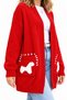 New Season Women's Dog Patterned Oversize Long Knitwear Cardigan with Pockets – Soft Textured, Buttonless, Comfortable Fit - 3
