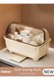 DUNISO Dish Drying Rack with Lid, Large Dish Rack for Kitchen Cabinets, Plastic Dish Drainer with Dr
