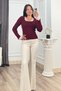 Women's Winter Burgundy Rosella Lace Detailed Ribbed Knitwear Blouse 20309 - 3