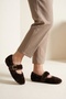 Women's Brown Plush Fur Rubber Buckle Flat Sole Daily Home Slippers and Slides - 2