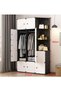 WALALLA Portable Closets Cube Wardrobe 15 Cube Modular Storage Cabinet with 2 Hanging Rail & Door La - 5