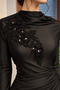 Black Beaded and Sequin Embroidered Floral Pattern Applique - 3