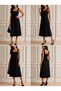 Women's Lace Strap Square Neck Long Viscose Dress - 3