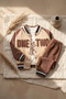 Baby Brown College Jacket 3-Piece Set - Embroidered Cotton Joggers and Printed T-Shirt Combination - 2