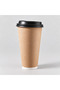 20 Pcs 14 oz Double Wall Kraft Paperboard Hot Beverage Cup with Black Lid - 5