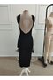 Women's Strappy Deep Round Neck Backless Midi Diver Dress - 8
