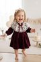 Baby Girl Velvet Dress with Lace Collar and Vintage Brooch, Birthday Wedding Special Occasion Holiday Dress - 7