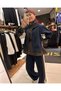 Women's Dark Blue Brown Color Block Hooded Zippered Track Suit Set - 5
