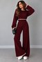 Women's Black Knitwear Set – Ribbed Crop Sweater, High-Waisted Loose-Leg Pants, 2-Piece Stylish Knitted Set - 4