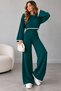 Women's Black Knitwear Set – Ribbed Crop Sweater, High-Waisted Loose-Leg Pants, 2-Piece Stylish Knitted Set - 4