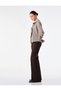 Women Brown Checked Ruffled Collar Long Sleeves Top - 3