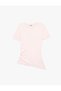 Women Pink Plain Round Neck Short Sleeves T-Shirt - 3