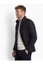 Navy Blue Classic Striped Epaulet Detailed Men's Wool Winter Coat - 4