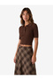 Women Brown Checked Skirt - 2