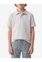 Boys Grey Plain Collared Short Sleeves Polo T-Shirt - 2