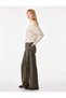 Women Beige Plain Asymmetric Neck Long Sleeves Top - 3