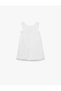 Baby Girls White Embroidered Round Neck Sleeveless Dress - 5