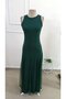 Women's Strappy Crew Neck Asymmetrical Hem Tulle Detailed Long Imported Crepe Dress - 4