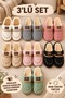 3-Piece Silent Sole Women's Slippers Indoor House Slippers Guest Slippers Dowry Bundle Slippers