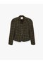 Women Brown Textured Mandarin Collar Long Sleeves Jacket - 5