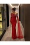 Women's One-Shoulder Stone Embellished Tulle Cape Detailed Glitter Crepe Dress - 4