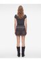 Women Grey Striped Halter Neck Short Sleeves Top - 3