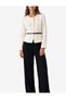 Women White Textured Round Neck Long Sleeves Jacket - 3