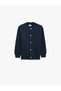 Boys Navy Plain Mandarin Collar Long Sleeves Jacket - 5