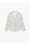 Women White Striped Collared Long Sleeves Shirt - 4