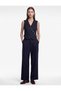 Navy Striped Women Vest