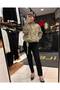 Women's Camouflage Patterned Stone Embroidered Denim Jacket - 2