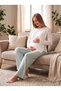 New Season Ecru Mint Winter Special Design Long Sleeve Maternity Pajama Set with Hidden Breastfeeding Detail