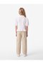 Girls White Plain Peter Pan Collar Short Sleeves Top - 4