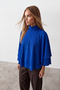 Women's Saks Turtleneck Soft Textured Poncho Look Stylish Blouse Alc-X14645 - 5