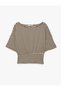 Women Beige Striped Round Neck Short Sleeves Top - 5