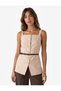 Women Beige Plain Square Neck Sleeveless Vest - 2